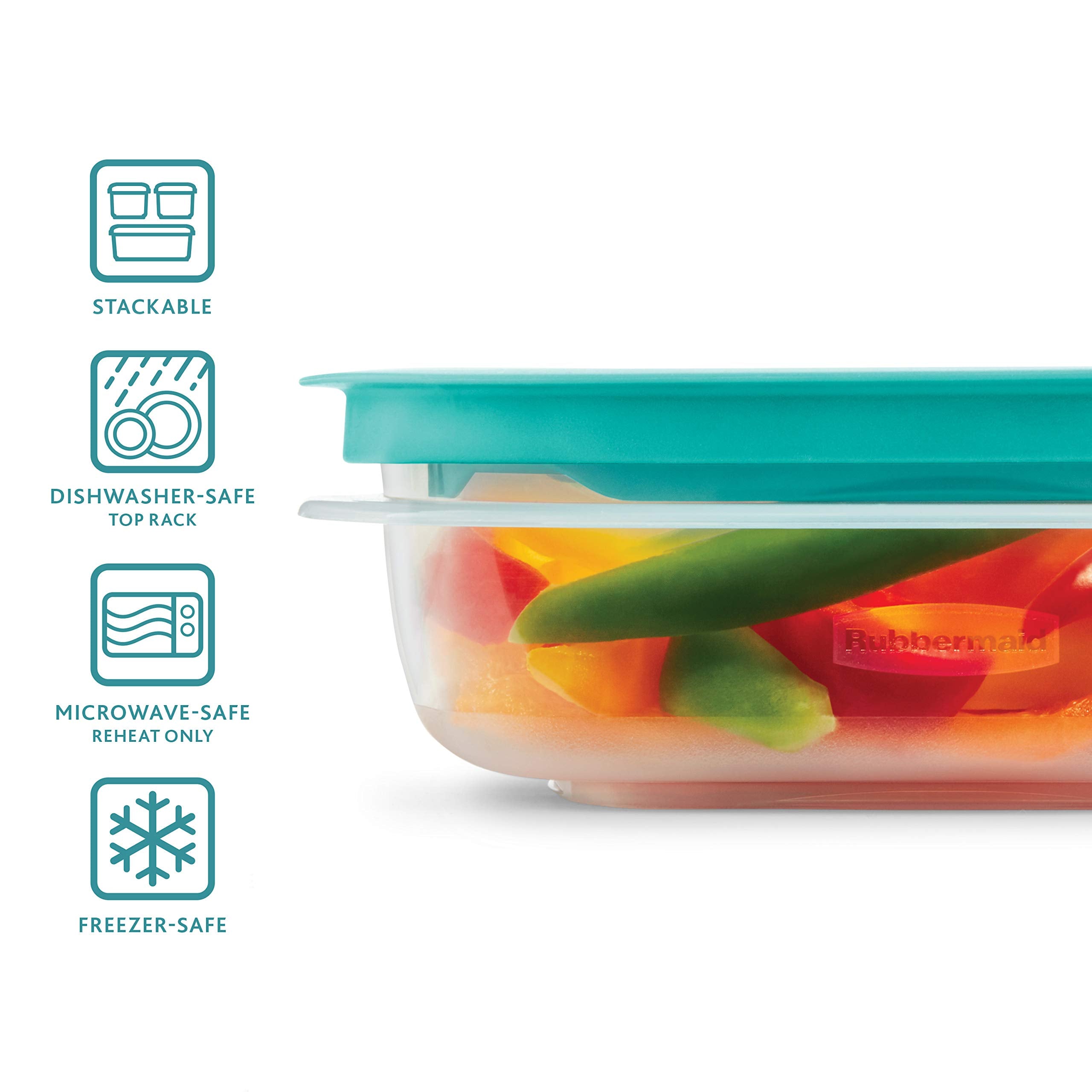 Rubbermaid Easyfindlids With Press & Lock Leak Proof Lids Food Storage Set, Meal Prep Containers, 12 Piece, Clear